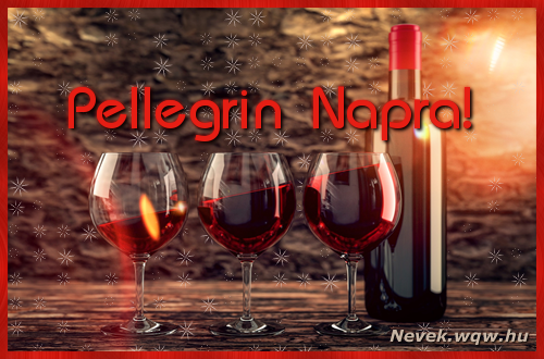 Nvnapi kpeslap vrsborral s poharakkal Pellegrin napra.